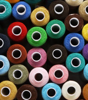 Different colors of embroidery thread.